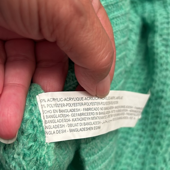 ZARA green acrylic/polyester blend sweater size extra large - Picture 7 of 7